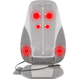 imageHoMedics Shiatsu  Kneading ampamp Vibration Massage Cushion with Heat Deep Kneading Handheld Remote Lumbar Vibration Waves 3 Massage Zones Upper LowerFull BackFits Most Chairs Premium FabricGrey