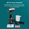 imageHomedics PerfectSteam Handheld Garment Steamer for Clothes Sheets and Curtains  1550 Watts Portable Garment Steamer Fast Heat Turbo Power 15Minute Continuous Steam BuiltIn Crease AttachmentBlack