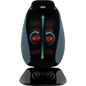imageHoMedics Shiatsu Pro Plus Heated Massage Cushion Heated Vibrating Pad DualKneading Back Shoulder Thigh amp Neck Massager Fits Most Chairs Black and Grey