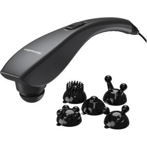 imageHomedics Deep Tissue Percussion Massager with 3 Speeds 5 Attachments and Long Handle for HardtoReach Areas