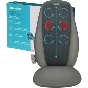 imageHomedics Shiatsu Back Massage Cushion with Heat Pain Relief for Back Muscle Tension DeepKneading Therapy Works Out Knots amp Stiffness 3 Massage Zones Fits Most Chairs for Home or Office