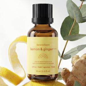 imageHomedics SereneScent Wellness Oil Refill for Waterless Diffusers Lavender amp Eucalyptus 15ml Plug amp Play Fragrance Oil Bottle Aromatherapy Scent Refill for Home Office Bedroom Compact DiffusersLemon  Ginger