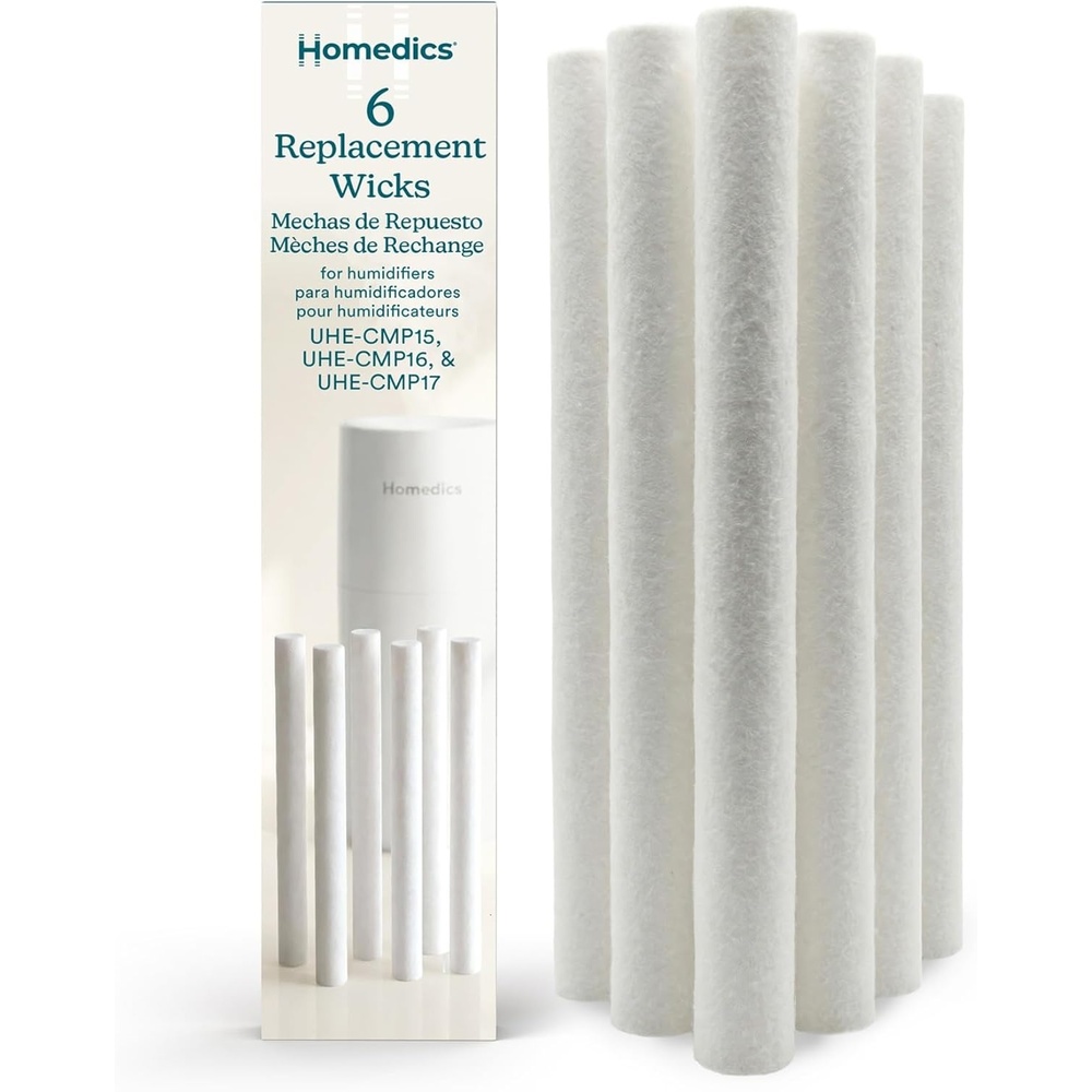 image:imageHomedics TotalComfort Replacement Wicks Pack of 6 Humidifier Filters Cotton Refill Sponges Replacement Filter Wicks for Portable Mini Ultrasonic Humidifiers Fits UHECMP15 UHECMP16 UHECMP17