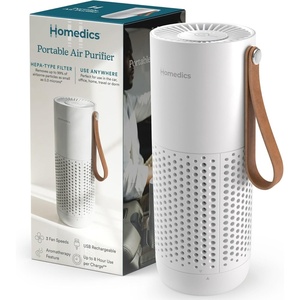 image:imageHomedics Mini Air Purifier Portable Air Purifier with HEPAType Filter amp Activated Carbon USB Rechargeable Small Air Purifier for Bedroom Home Office Car Travel amp Dorm 3 Fan Speeds WhiteWhite